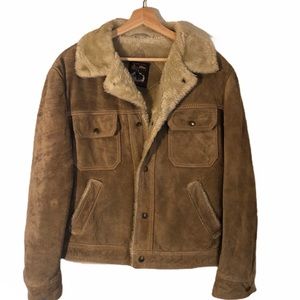 Vintage Grande Bay Brown Leather Sherpa Jacket